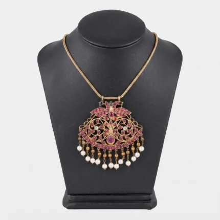 Ceylon Paddakam Pendant with Rubies and Pearls